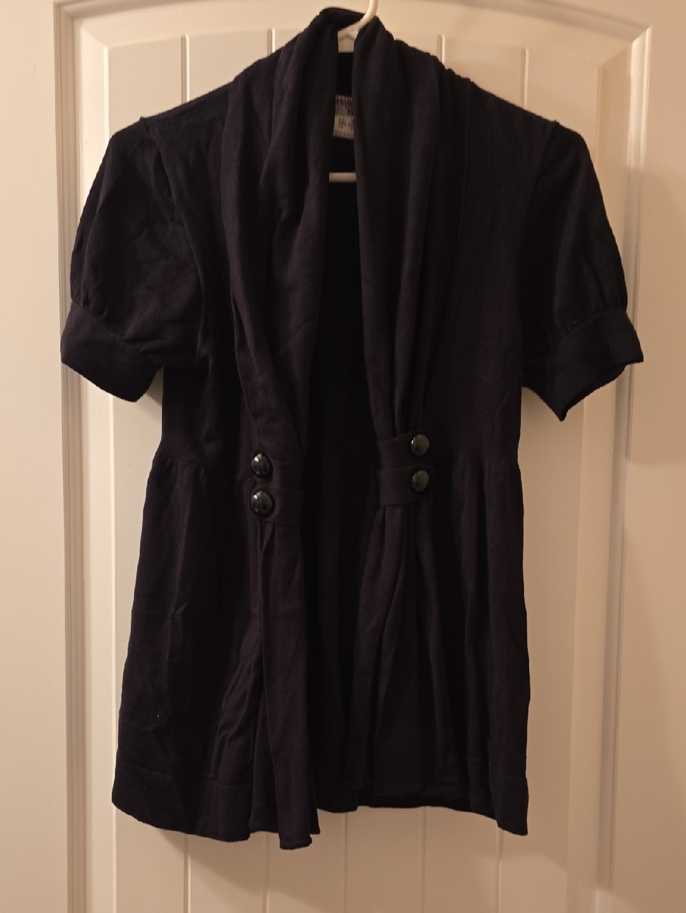 Kensie Girl Black Short Sleeve Open Front Cardigan Blazer
